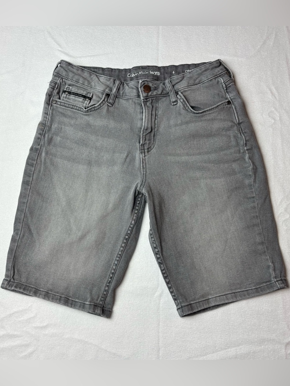 Calvin Klein Jeans Washed Gray Denim Bermuda Shorts